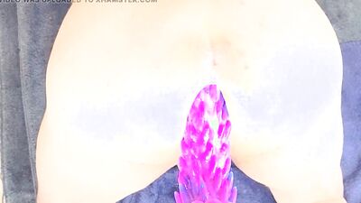 Sloppy and loud first ride on a new spiked dildo!
