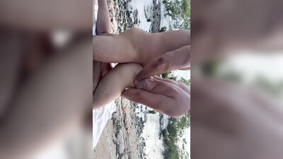 Having fun at the beach, eating our cocks and milk