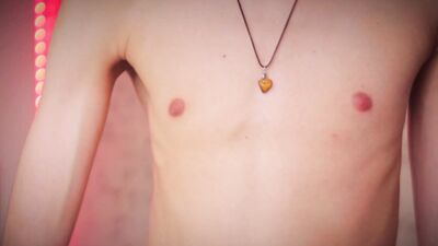 Hot Skinny Twink Jerking His Big Cock And Playing With His Precum And Cum