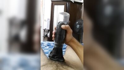 Home made pocket pussy has wet pussy sounds