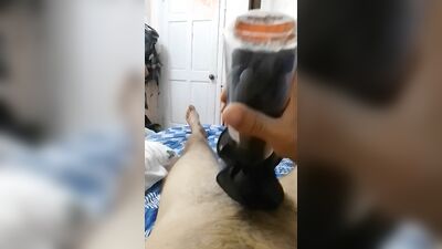 Home made pocket pussy has wet pussy sounds