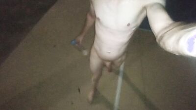 Playing naked with piss in public until cum