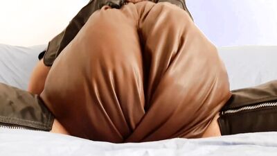 Brown leather ass pant fucked