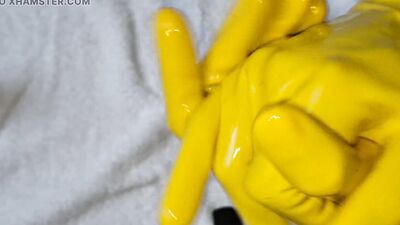 Rex and Yellow Latex Gloves