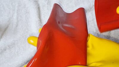 Rex and Yellow Latex Gloves