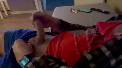 Jerking off and cumming in the end.