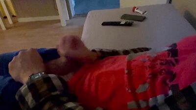 Jerking off and cumming in the end.