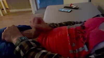 Jerking off and cumming in the end.