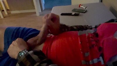 Jerking off and cumming in the end.