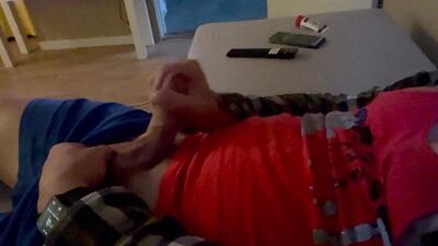 Jerking off and cumming in the end.