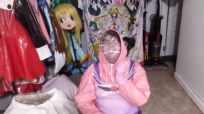Espeon Cosplay Overtaken by Rubber Ditto, Gagged and Breathplay