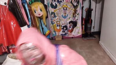 Espeon Cosplay Overtaken by Rubber Ditto, Gagged and Breathplay