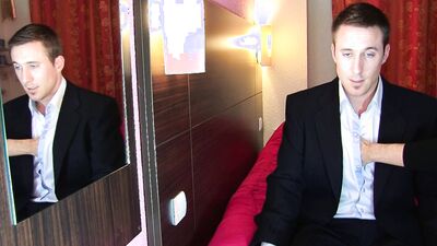 Hetero banker made his 1st porn where a guy wanked him !