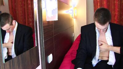 Hetero banker made his 1st porn where a guy wanked him !