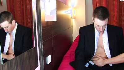 Hetero banker made his 1st porn where a guy wanked him !