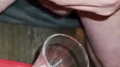 Extreme Closeup Huge Thick Load of Cum Edged Out Into Cup and Swallowed