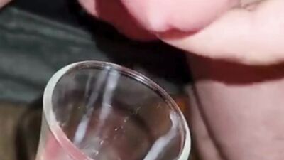 Extreme Closeup Huge Thick Load of Cum Edged Out Into Cup and Swallowed
