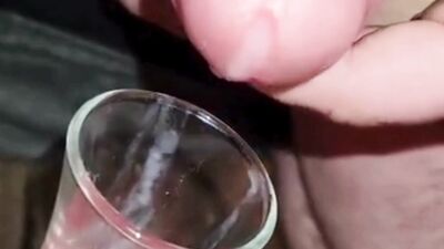 Extreme Closeup Huge Thick Load of Cum Edged Out Into Cup and Swallowed