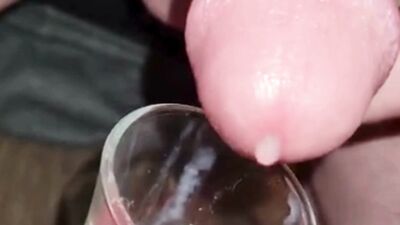 Extreme Closeup Huge Thick Load of Cum Edged Out Into Cup and Swallowed