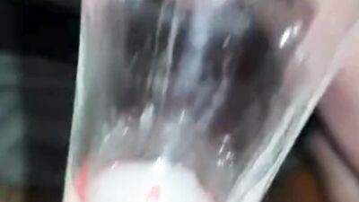 Extreme Closeup Huge Thick Load of Cum Edged Out Into Cup and Swallowed