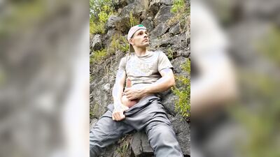 Brand New jerking off outside video