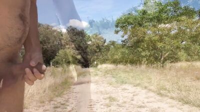 Risky wanking while sunbathing in a public park and cumming near the street