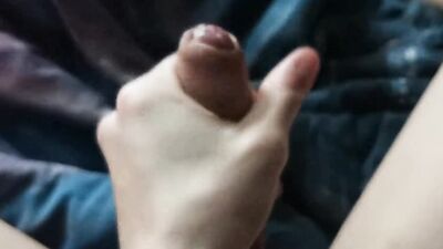 morning massage of the penis and the big penis releases lubricant from overexcitation