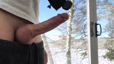 Super gifted dad throws a big load outdoors.