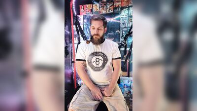 Casual smoke gay dad stokes cock big cum