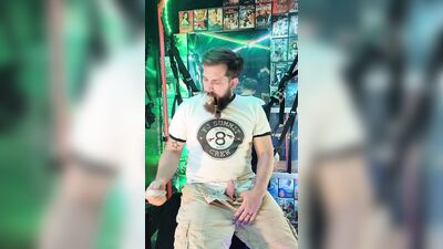 Casual smoke gay dad stokes cock big cum