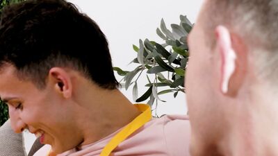Stressed Out Hunk Waiter Flip Fucks Tatted Colleague