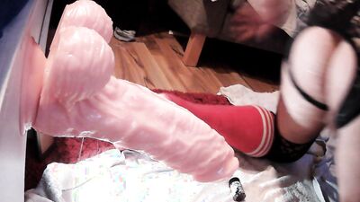 Extreme Big White Dildo penetrates me from behind and i loved it.