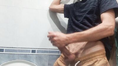 The Guy With The Huge Cock So Fat In His Pants, He Unloads It With 5 Jets Of Semen In The Air