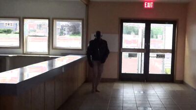 leather & pantyhose then in a wetsuit jerking off at door