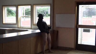 leather & pantyhose then in a wetsuit jerking off at door