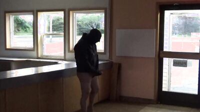 leather & pantyhose then in a wetsuit jerking off at door