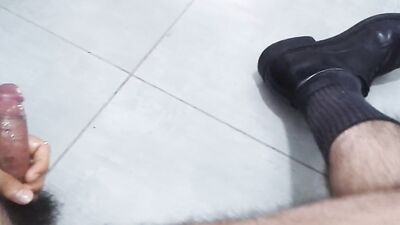 POV my sight. Extreme horniness at work so I jerk my hairy dick off until releasing a huge cumshot