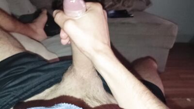 Rich Big Cock Stains the Clothes with Semen Again with the Intense Cumshot