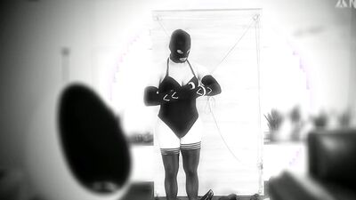 Selfbondage standing spread eagle
