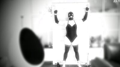 Selfbondage standing spread eagle