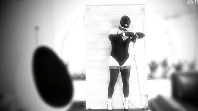 Selfbondage standing spread eagle