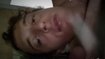 Feeding cum to little slut