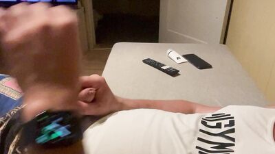 Laying and jerking off after had hard day.