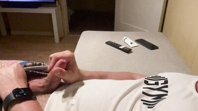 Laying and jerking off after had hard day.