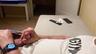 Laying and jerking off after had hard day.