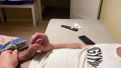Laying and jerking off after had hard day.