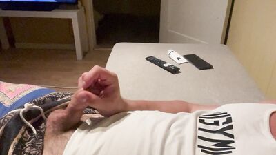 Laying and jerking off after had hard day.