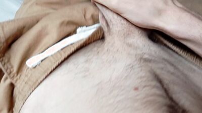 The Guy With His Cock Full Of Semen After Cumming I Go Out To The Street With His Stained Pants