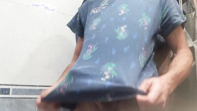 Hot Handsome Shows You His Huge Hard Penis Squirting on the Bathroom Floor