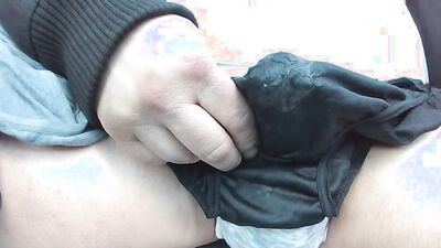 Jacking off on panties outside in jungle
